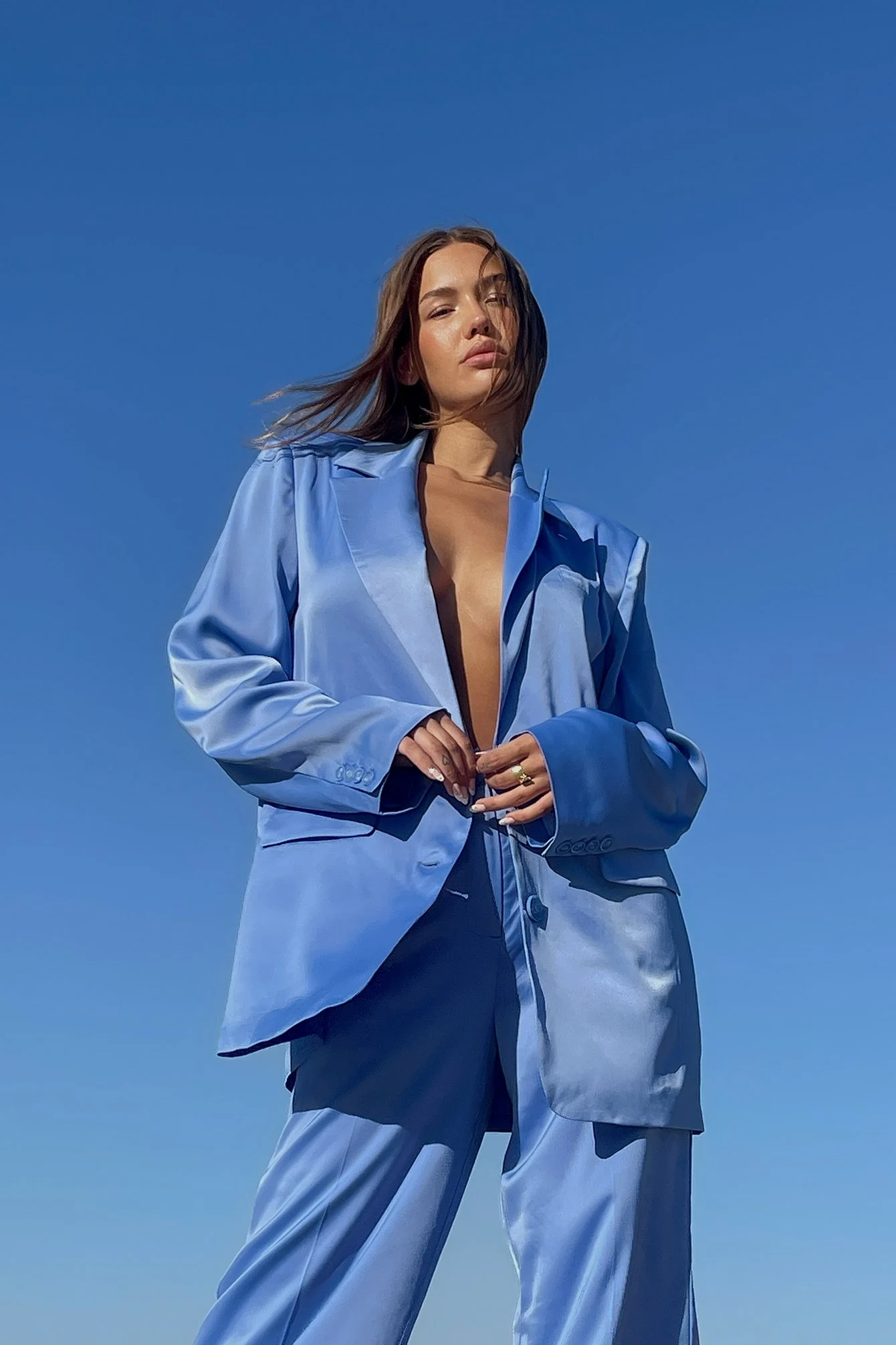 Oversized-Blazer aus Satin aus Satin