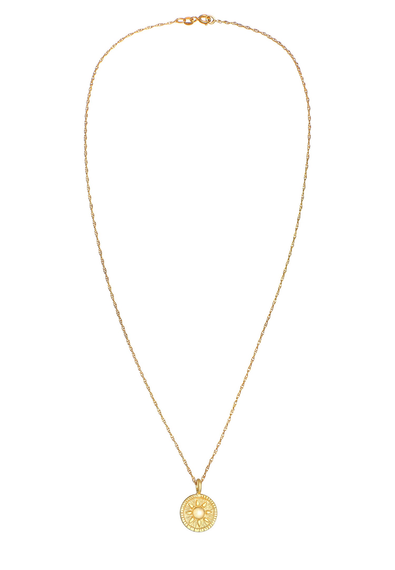 Elli női medál zsinóros, kerek, érme alakú nap, vintage trend, 925 sterling ezüstből