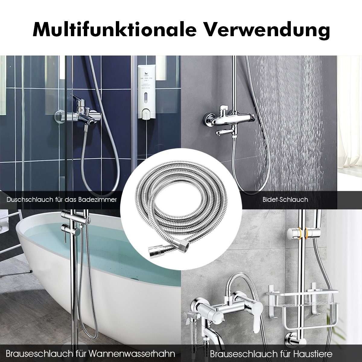 LETGOSPT Brauseschlauch 1.5m/2m Duschschlauch aus Edelstahl, Standard 1/2