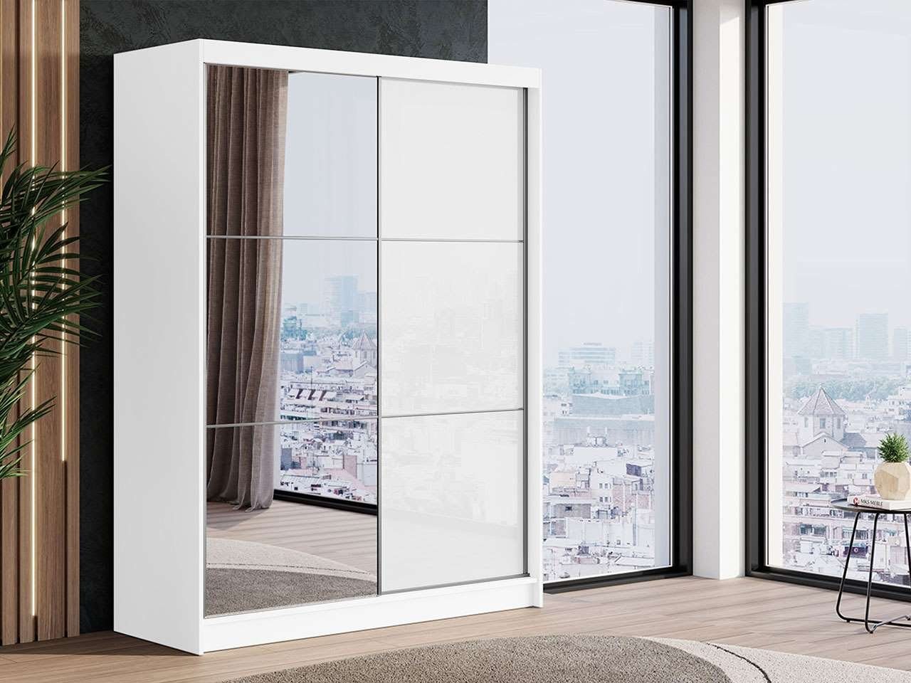 MKS MÖBEL Kleiderschrank VALENCIA Schlafzimmerschrank 160 cm, zweitürig Kleiderschrank, Spiegel