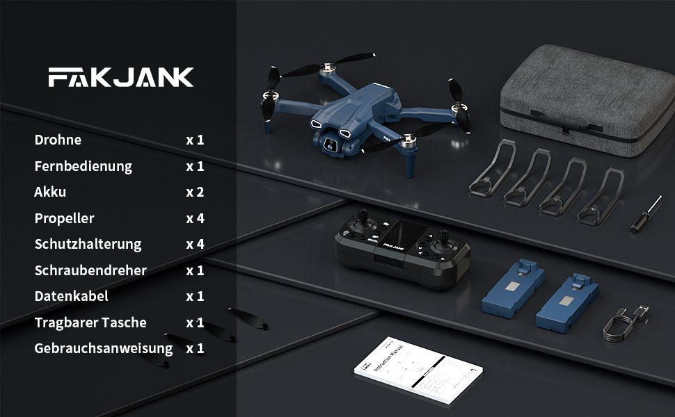 FAKJANK Drohne (1080P, mit 2 Kamera 5GHz WiFi FPV RC Quadcopter,Optische Fluss Positionierung)