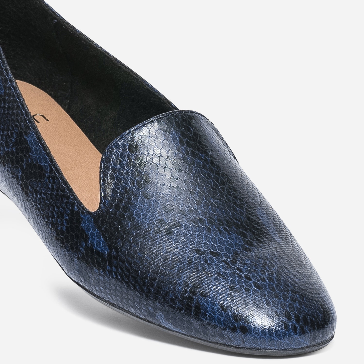 Slipper bleu foncé effet python