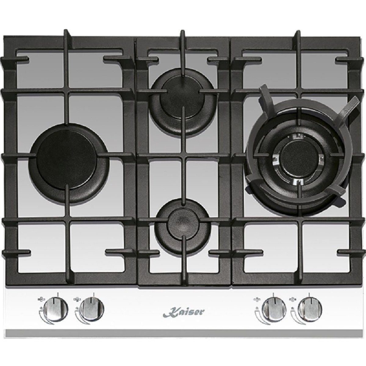 Kaiser Küchengeräte Gas-Kochfeld, Einbau Herd KCG 6394 W, Weiß Glas, Gas auf Glas, 3,8 KW WOK