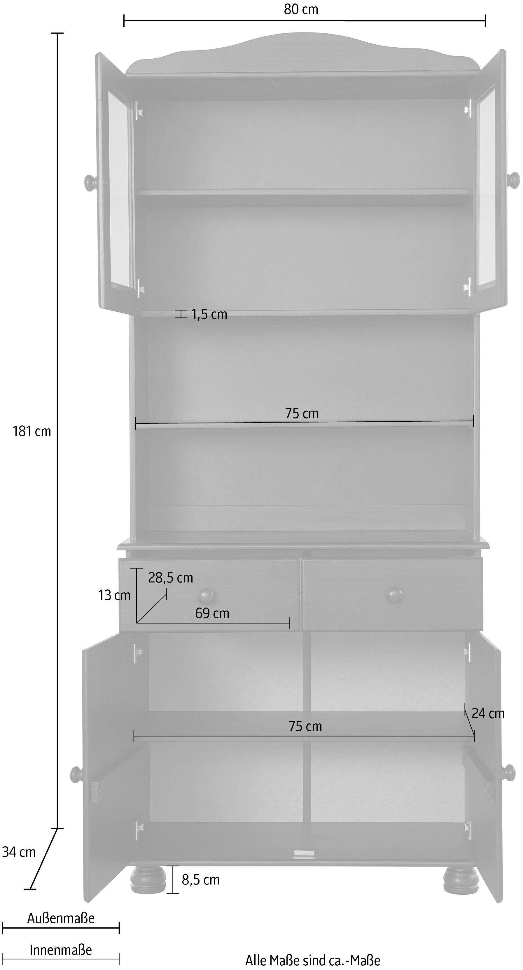 Home affaire Buffet Mette (2-St) Mit grosser Schublade und viel Stauraum hinter 4 Türen, Höhe 181cm