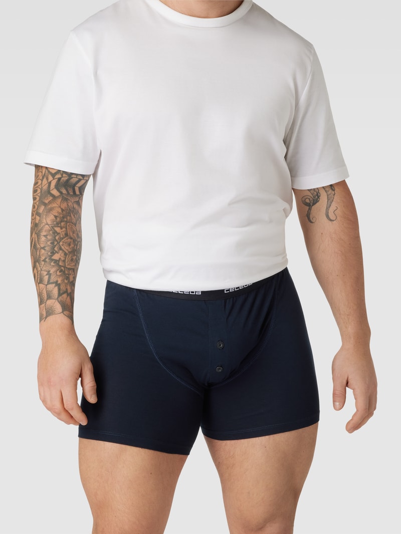 PLUS SIZE Trunks mit elastischem Logo-Bund im 2er-Pack in schwarz