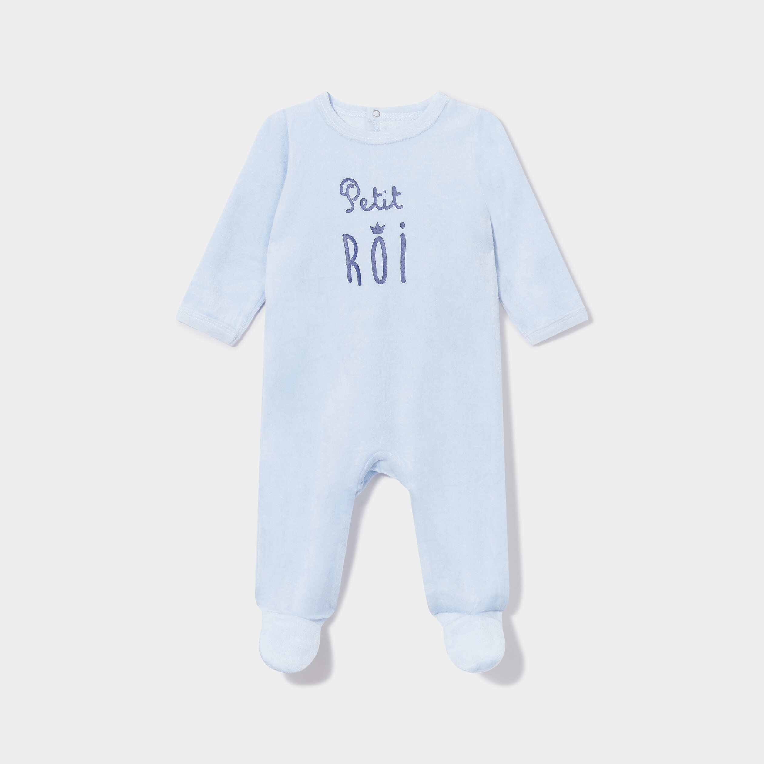 Dors-bien velours manches longues bleu bébé garçon | La Halle