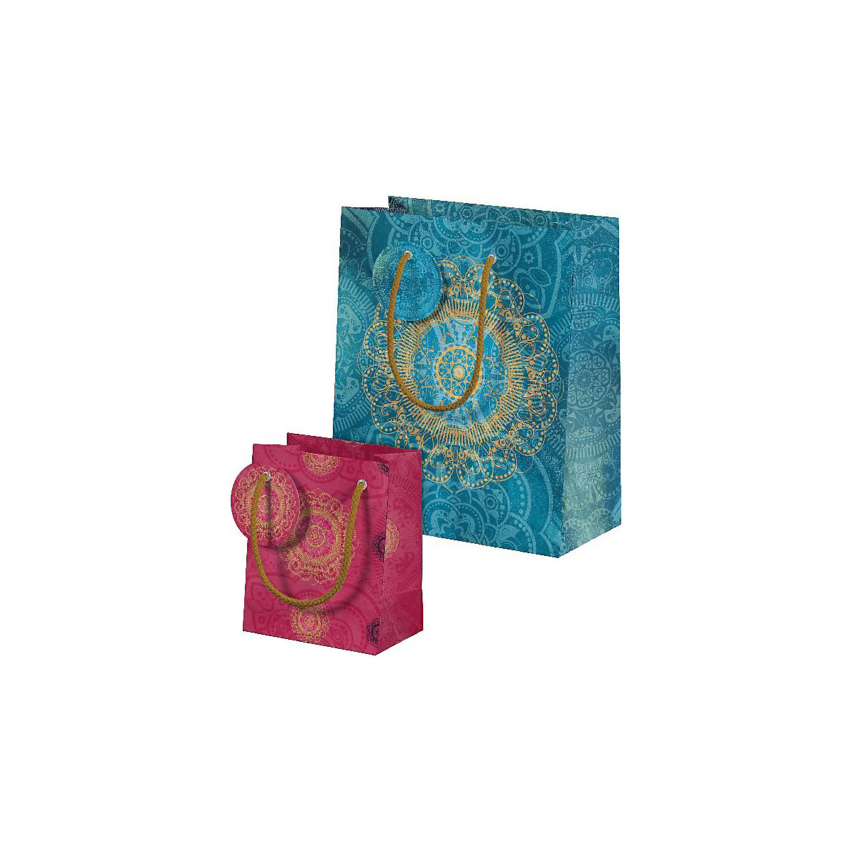 Der Zauber Indiens Geschenktüten-Set Motiv Blaues Ornament
