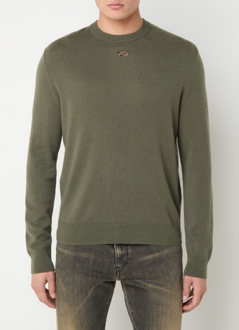 Diesel K-vieri fine-knit pullover in cashmere blend with openwork detail