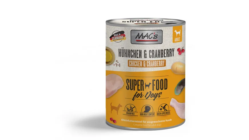 MAC's DOG Hundenassfutter Hühnchen & Cranberry 800 g