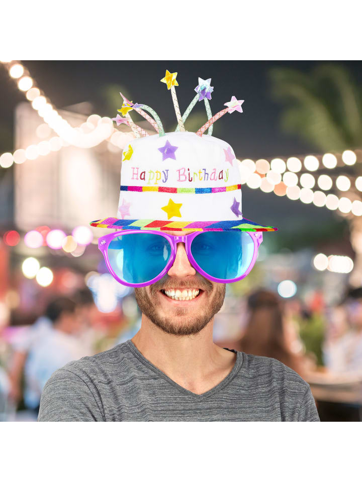 relaxdays Happy-Birthday Hut in Weiß/Bunt günstig kaufen onesize