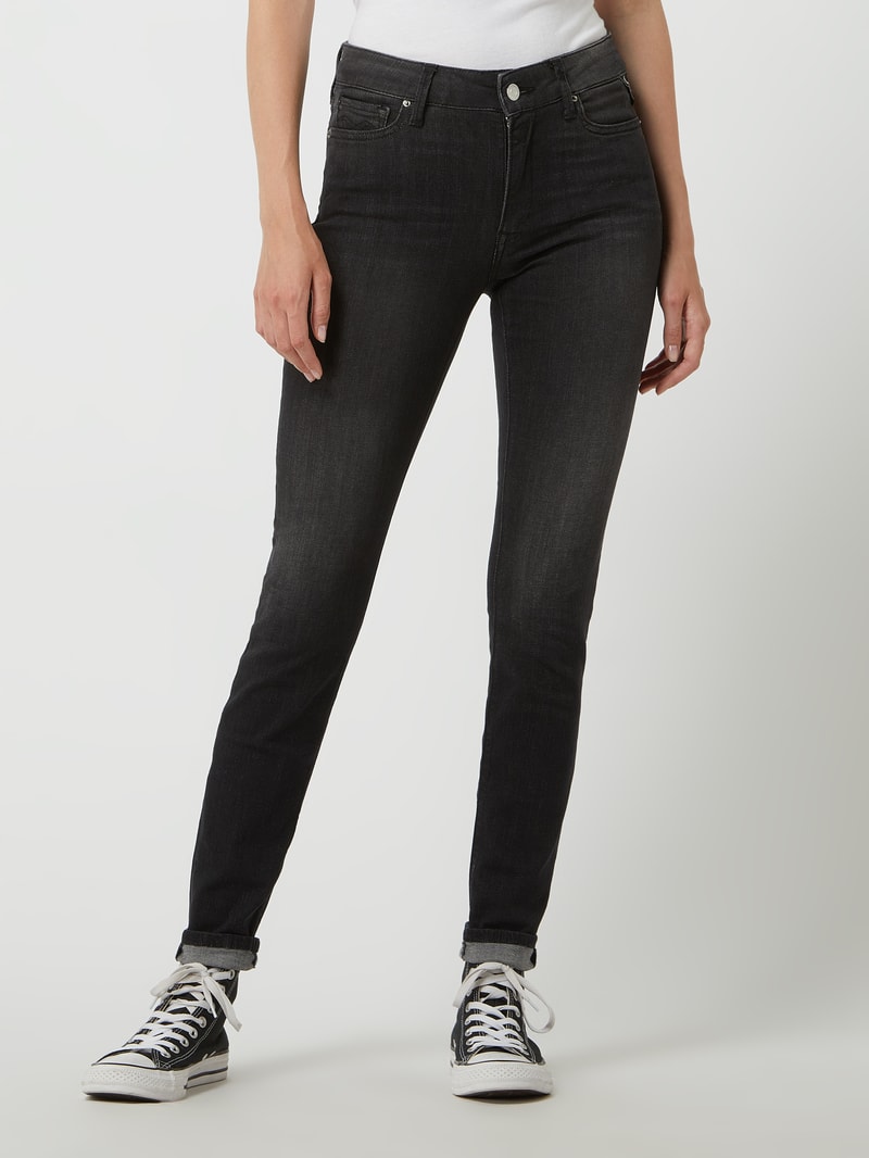 Skinny Fit High Waist Jeans mit Stretch-Anteil Modell 'Luzien' in schwarz