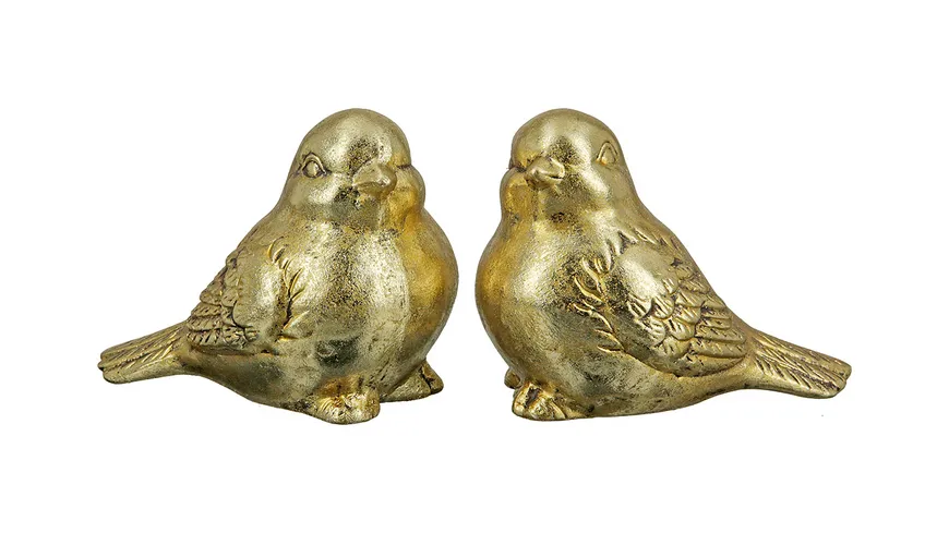 GILDE Keramik Vogel Amira H=6,5cm goldfarben
