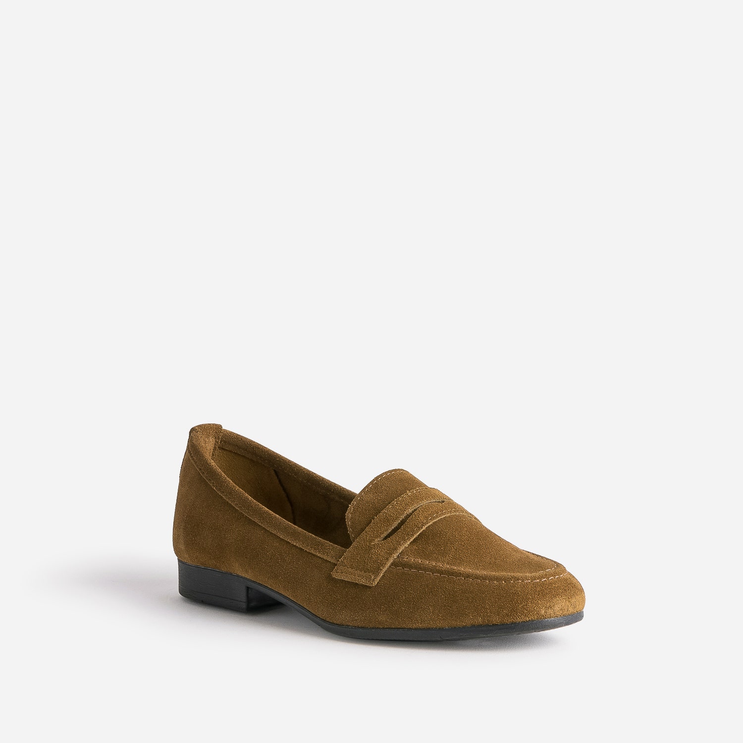 Mocassin marron en cuir velours