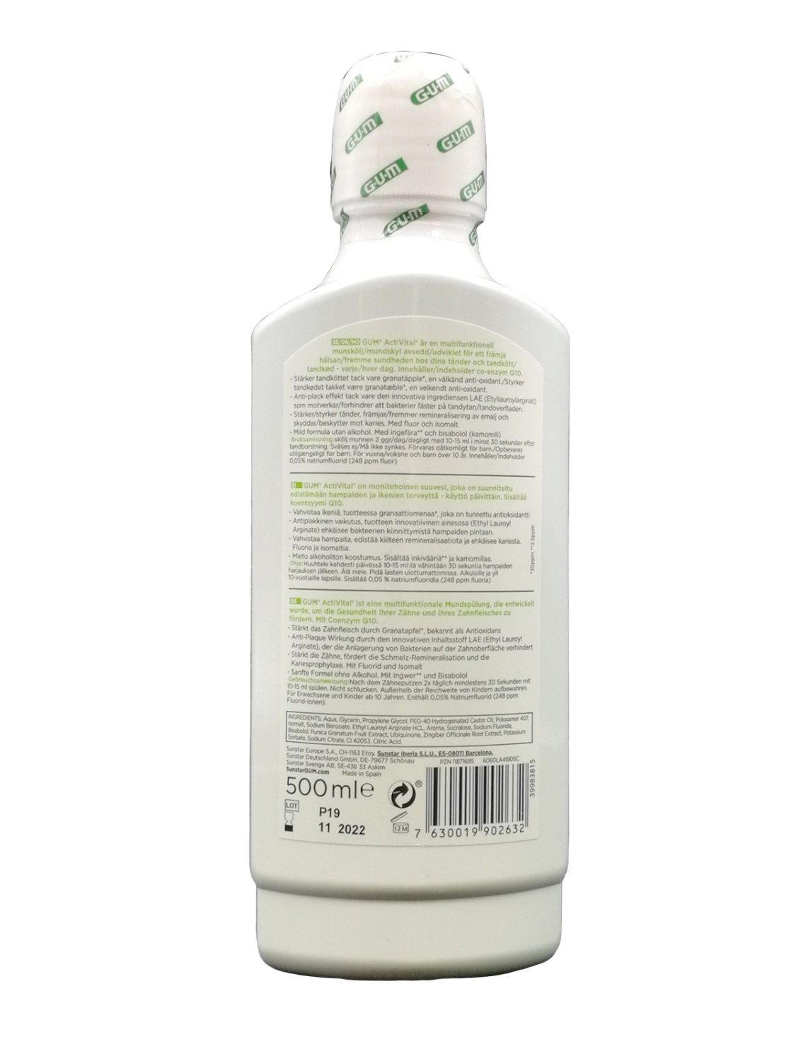 Sunstar Deutschland GmbH Mundspülung, GUM ActiVital Mundspülung, 500 ml