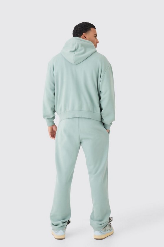 Kastiger Oversize Man Trainingsanzug mit Reißverschluss und Kapuze und Acid-Waschung