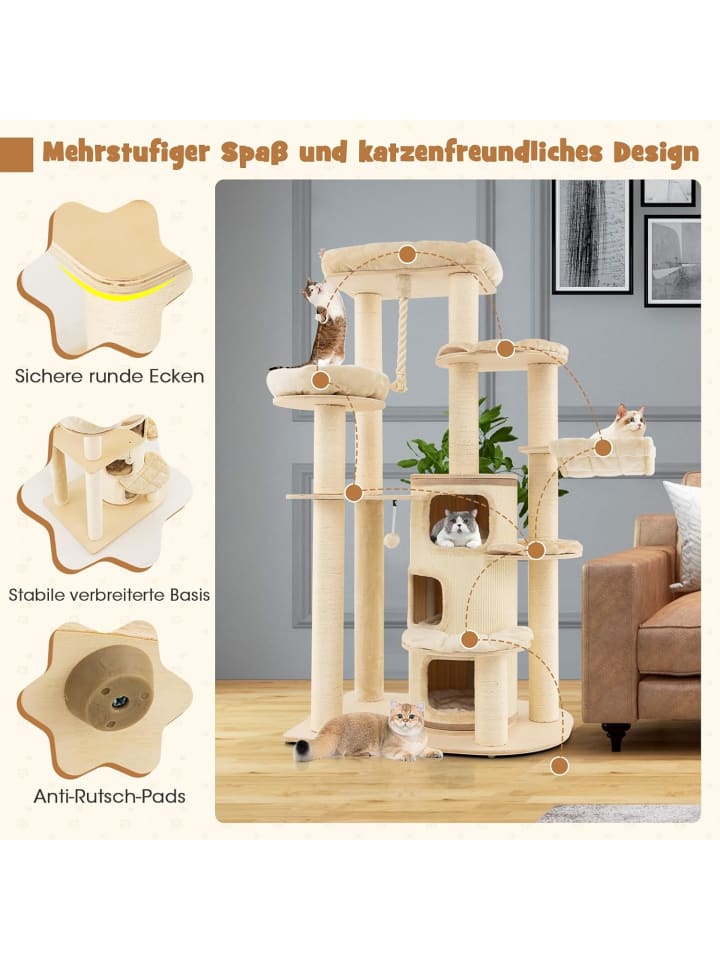 COSTWAY 173cm Kratzbaum Groß in Beige günstig kaufen onesize