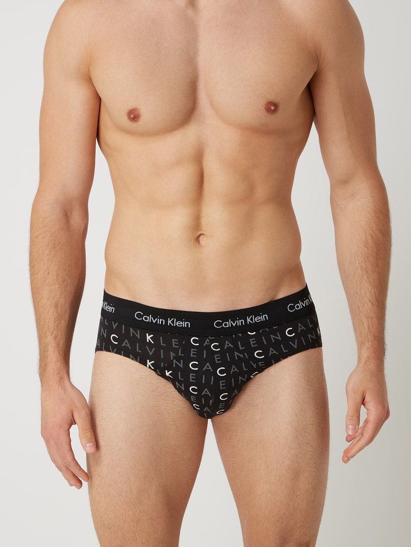 Slips aus Baumwoll-Mix im 3er-Pack in schwarz