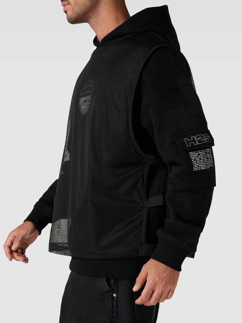 Hoodie mit Label-Print Modell 'Joey' in schwarz