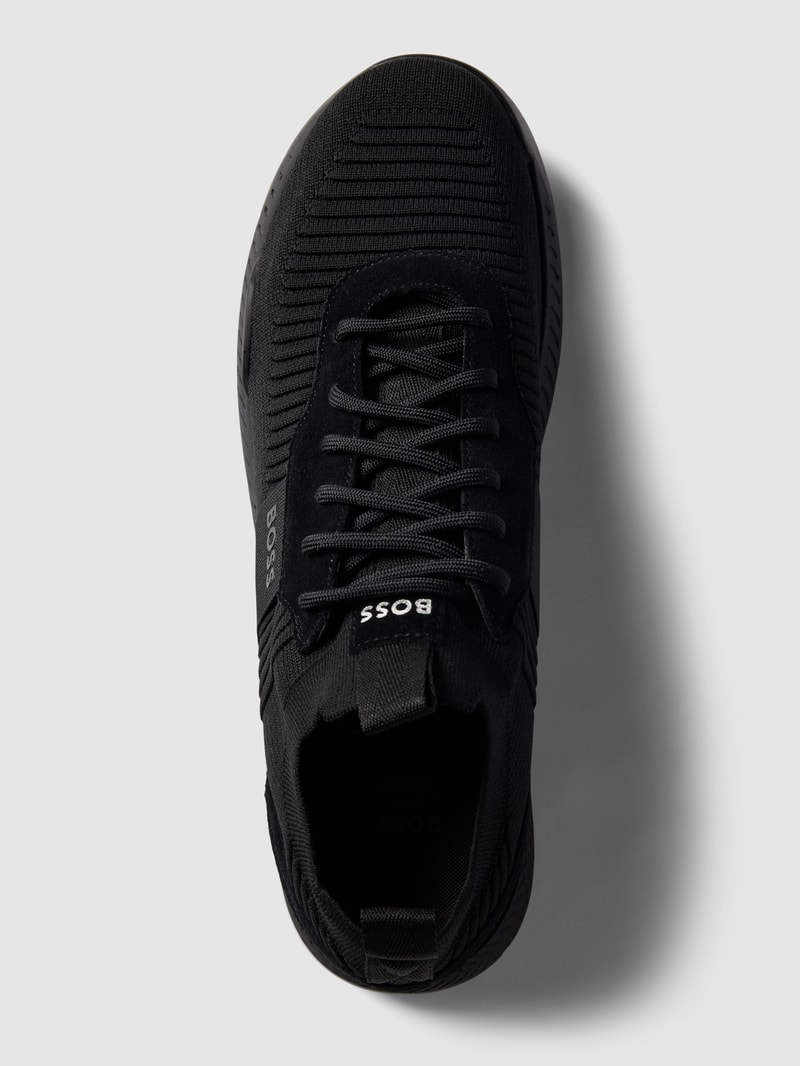 Sneaker aus Leder-Mix Modell 'Titanium' in schwarz