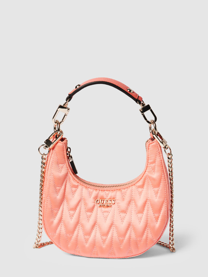 Hobo Bag mit Label-Applikation Modell 'GOLDEN ROCK' in koralle