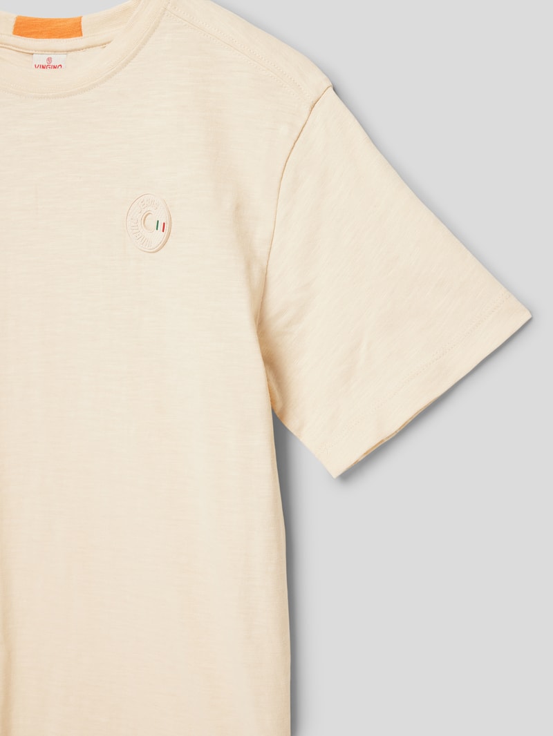 T-Shirt mit Label-Print in ecru