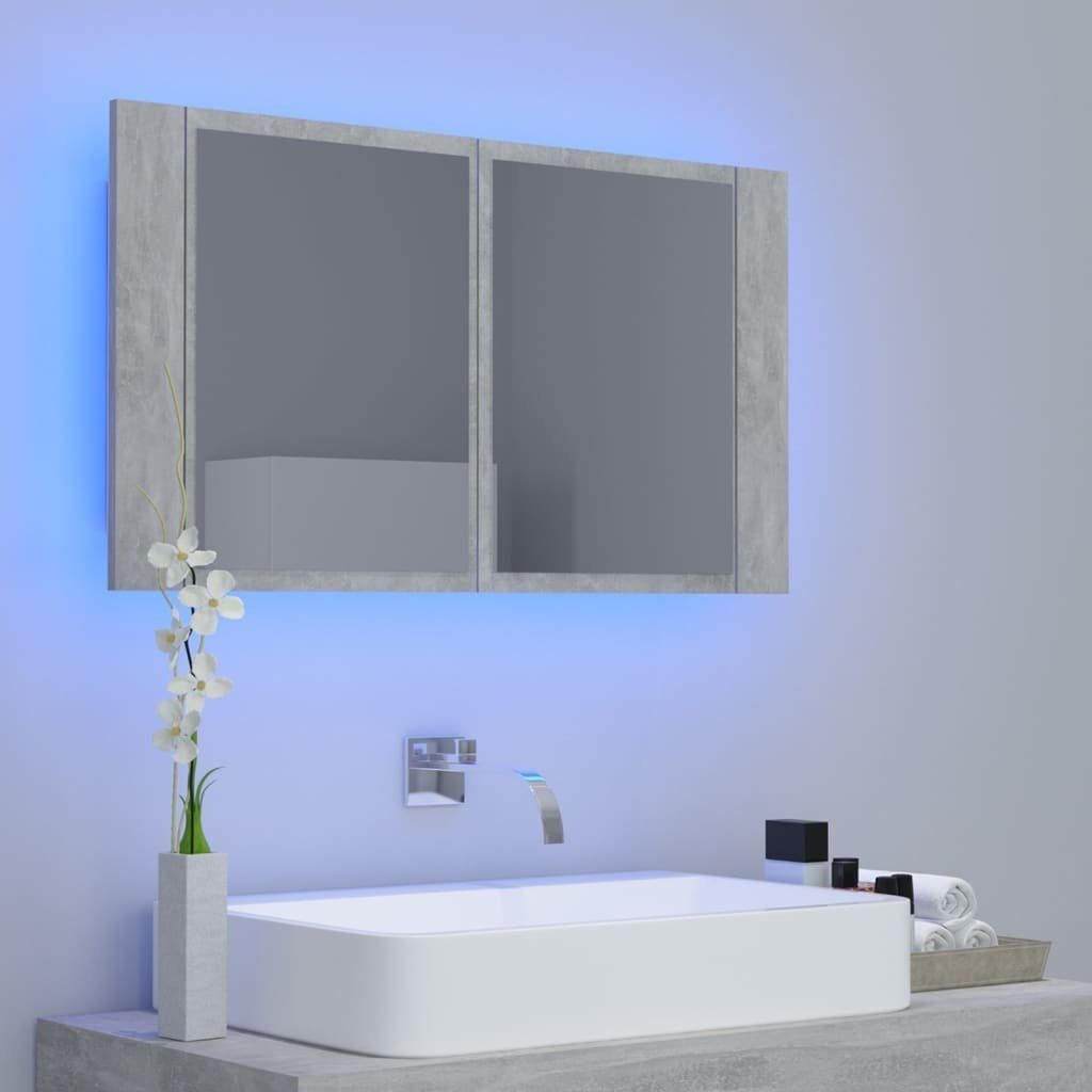 vidaXL Badezimmerspiegelschrank LED-Bad-Spiegelschrank Betongrau 80x12x45 cm Acryl (1-St)