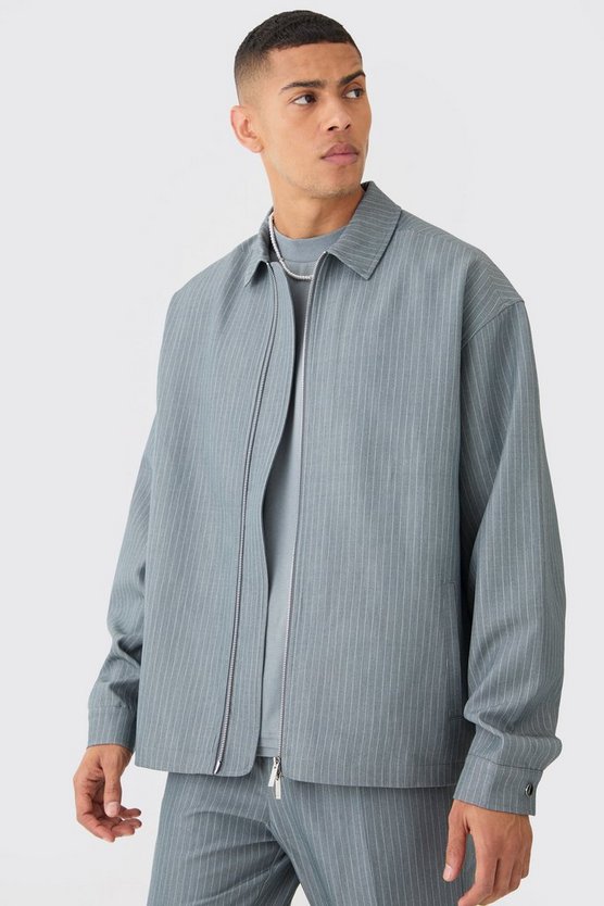 Smarte Nadelstreifen Harrington-Jacke
