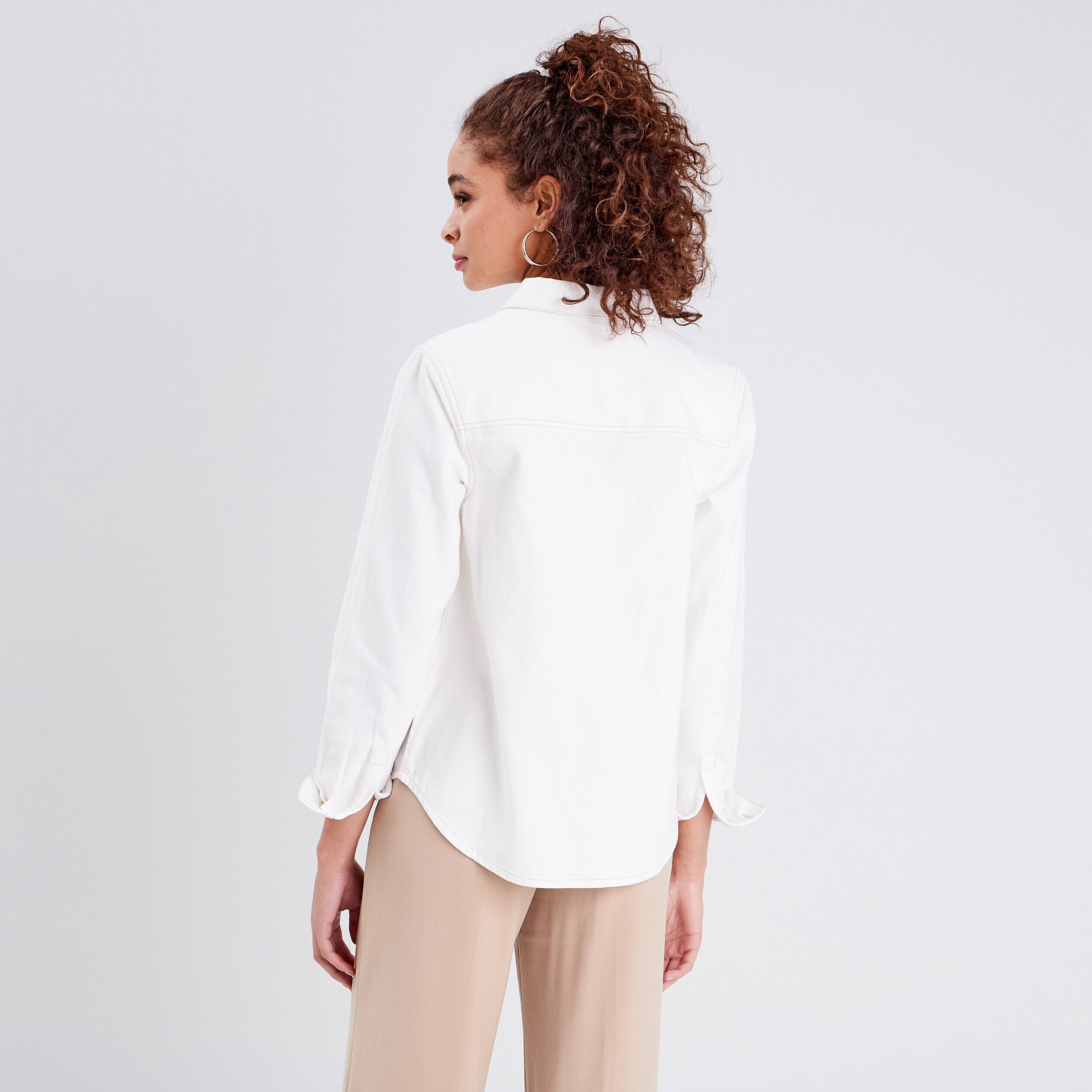 Chemise manches longues ecru femme | Cache Cache