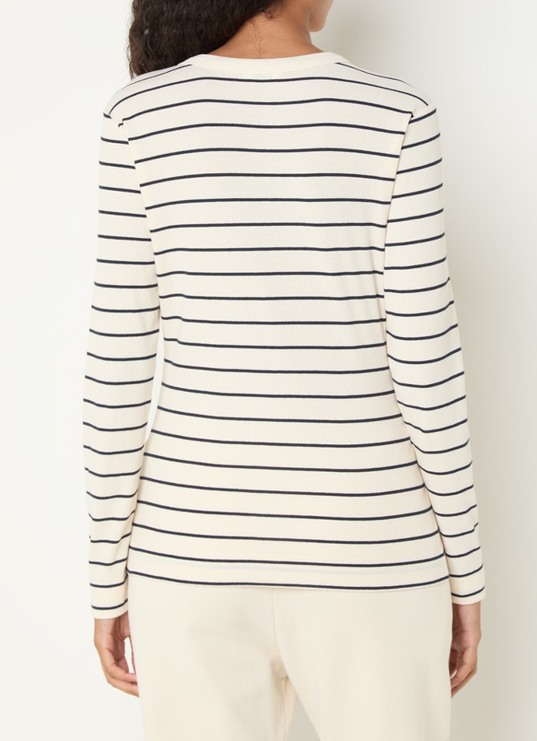 Penn & Ink Ribgebreide longsleeve met streepprint