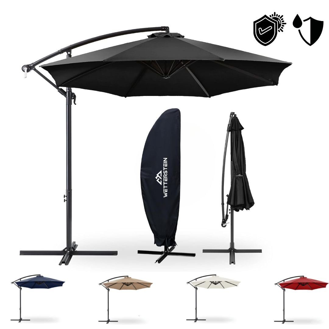 Wetterstein Ampelschirm Wetterstein® Sonnenschirm Ø 3m Ampelschirm Gartenschirm Balkon Alu