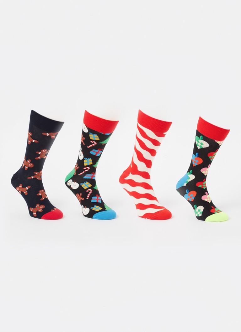 Șosete Happy Socks cu imprimeu cu căsuță de turtă dulce, într-un pachet cadou de 4.