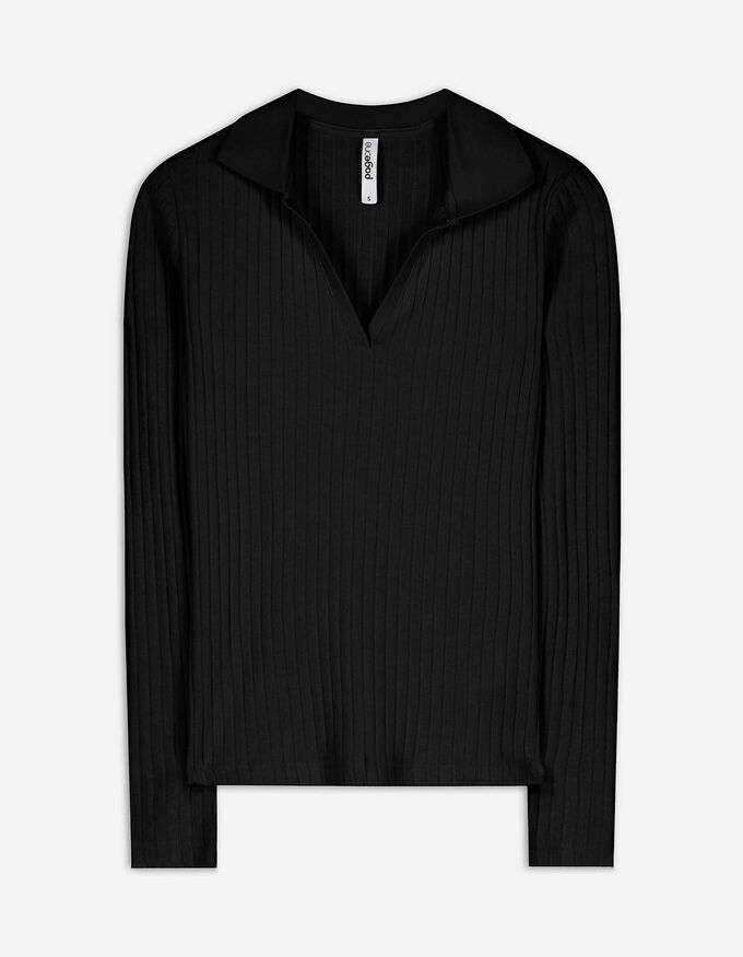 Langarm-Poloshirt - Baumwoll-Mix
