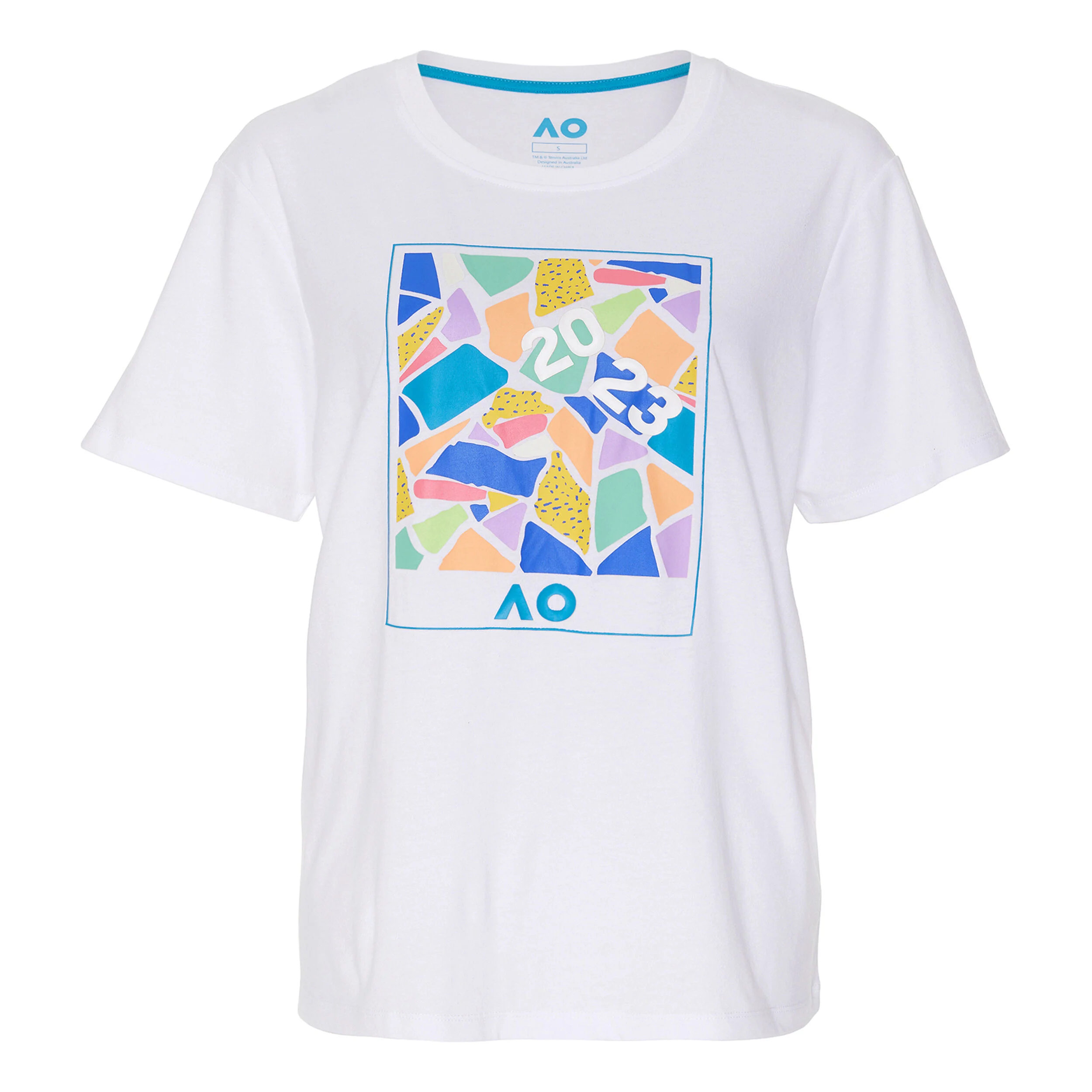 AO Dated Mosaic T-Shirt Damen - Weiß, Mehrfarbig