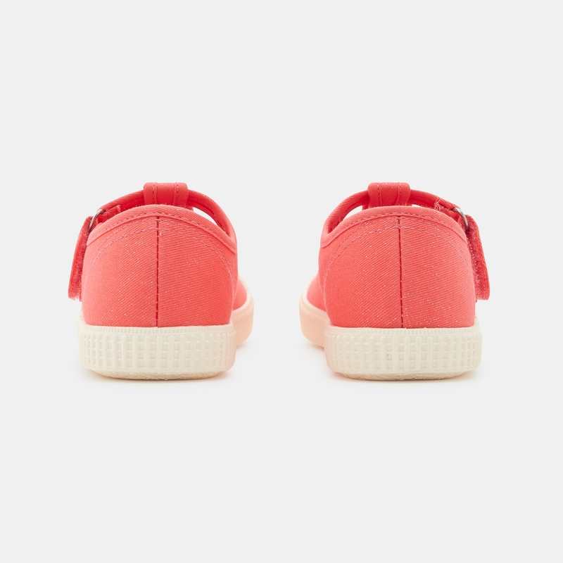 Ballerines toile forme salomé orange fille