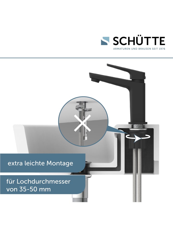 Schütte Waschtischarmatur RAVEN in Schwarz matt mit Pop Up - (L) 16 x (B) 5 x (H) 16 cm günstig kaufen onesize