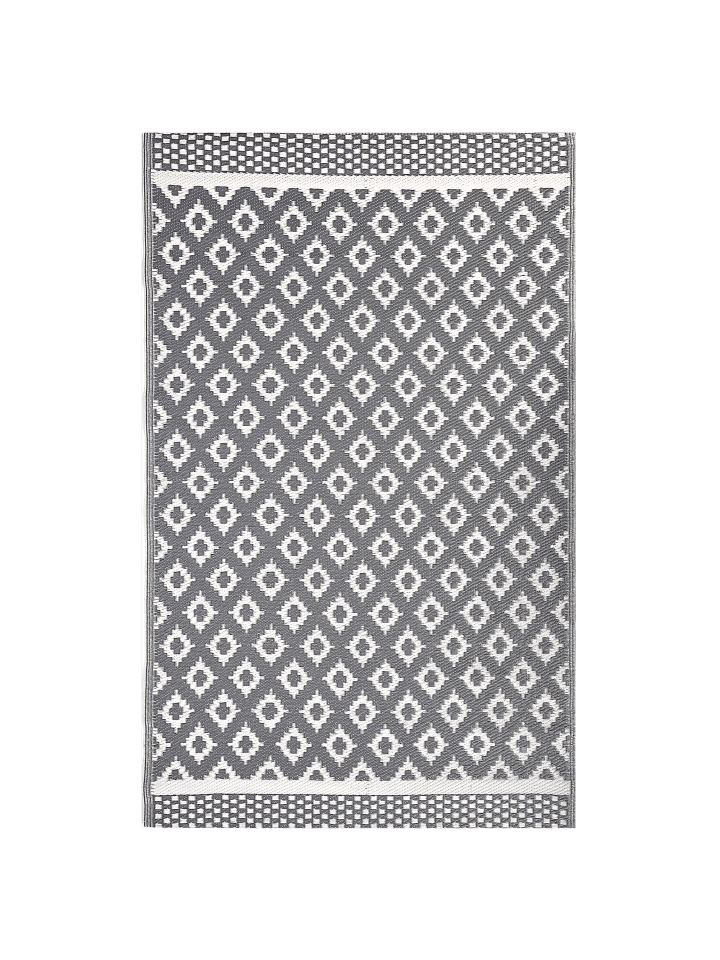 Beliani Outdoorteppich THANE in Grau/Weiß - (W) 120 x (H) 0.5 x (L) 180 cm günstig kaufen onesize