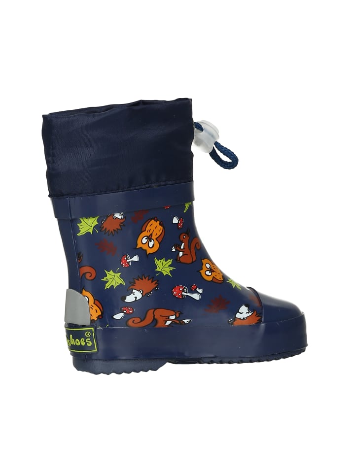 Playshoes Gummistiefel Halbschaft Waldtiere gefüttert in Marine günstig kaufen