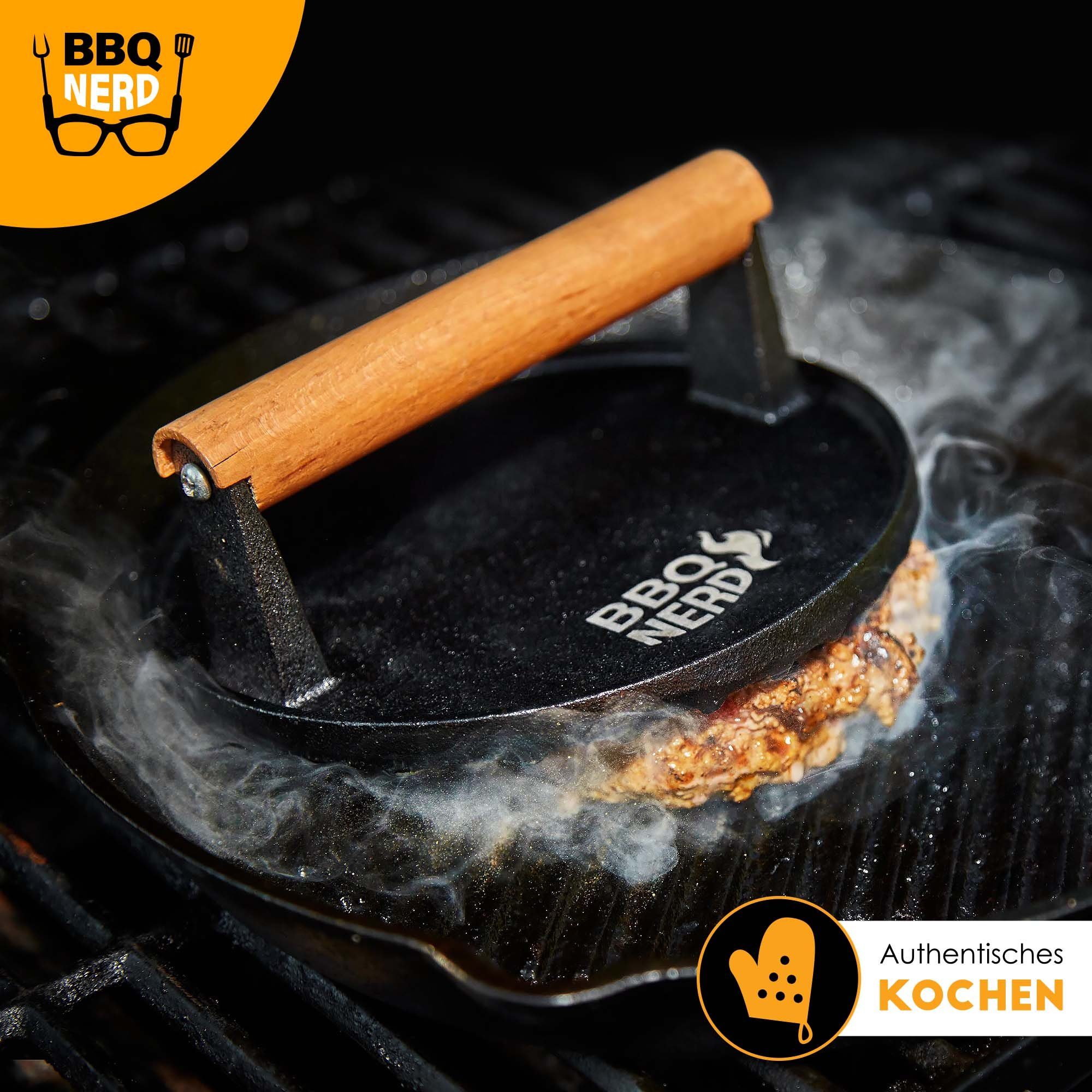 BBQ Nerd Burgerpresse, Fleischbeschwerer Burgereisen Grillpresse Grillgewicht