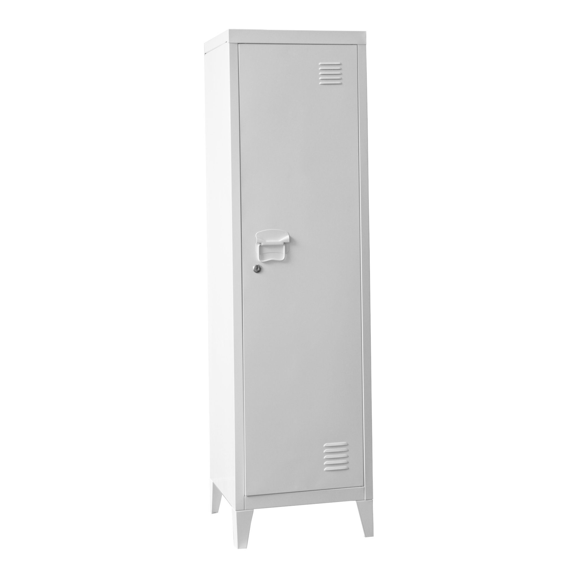 en.casa Spind Kurikka Einzelspind 137x38x38cm abschließbar Stahl Weiß