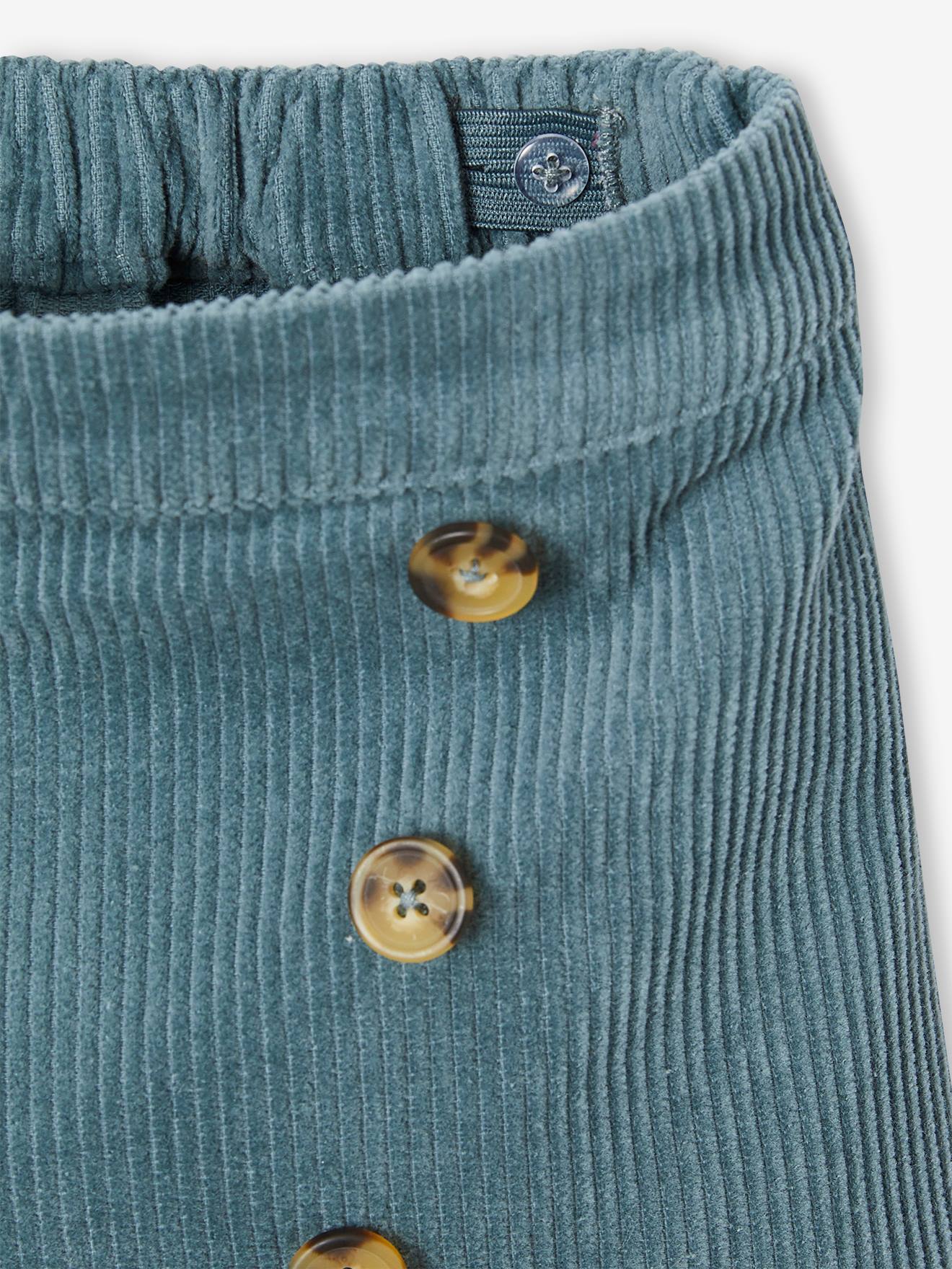 Jupe-short en velours côtelé fille effet portefeuille marron