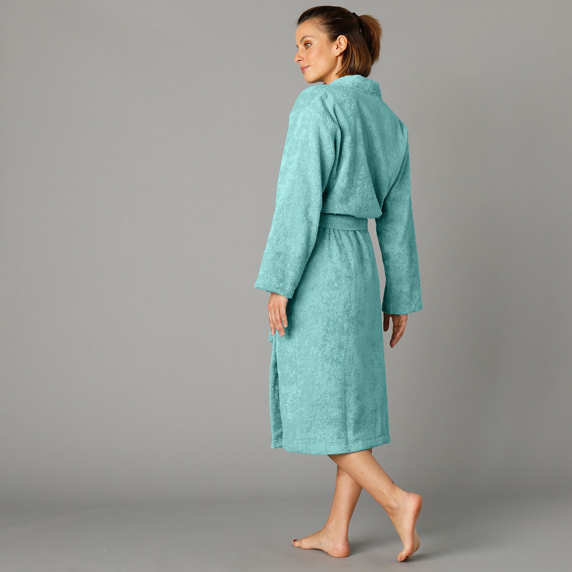 Peignoir mixte adulte col kimono éponge bouclette
