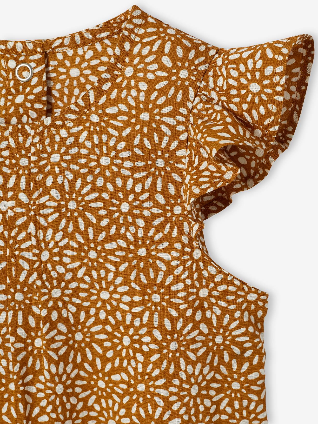 Ensemble combinaison + bandeau imprimés bébé fille caramel