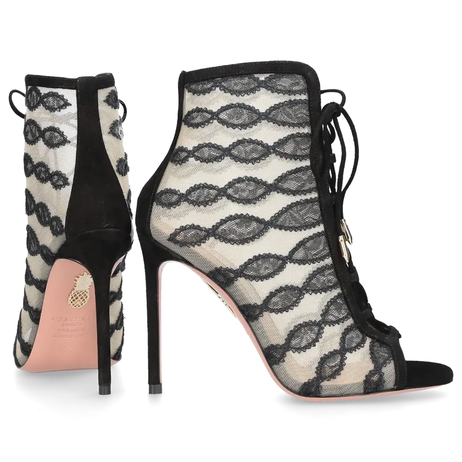 Aquazzura - Schnürstiefeletten AFTER DARK 105 Spitze - schwarz