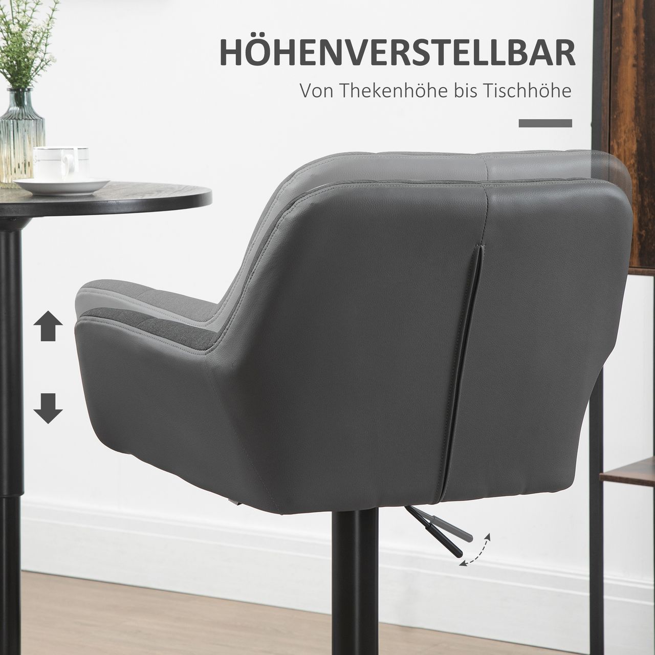HOMCOM Barhocker 2er-Set Tresenhocker Höhenverstellbar Drehbar im Retro-Design