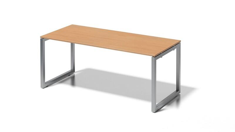 Cito Schreibtisch, 740 mm höhenfixes O-Gestell, H 19 x B 1800 x T 800 mm, Dekor buche, Gestell silber