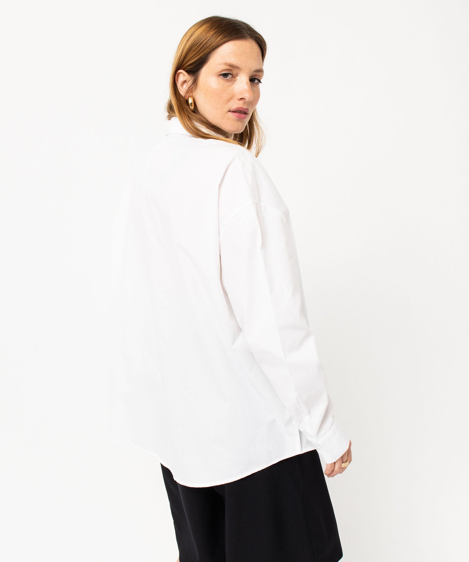 Chemise à manches longues coupe oversize femme blanc | GEMO