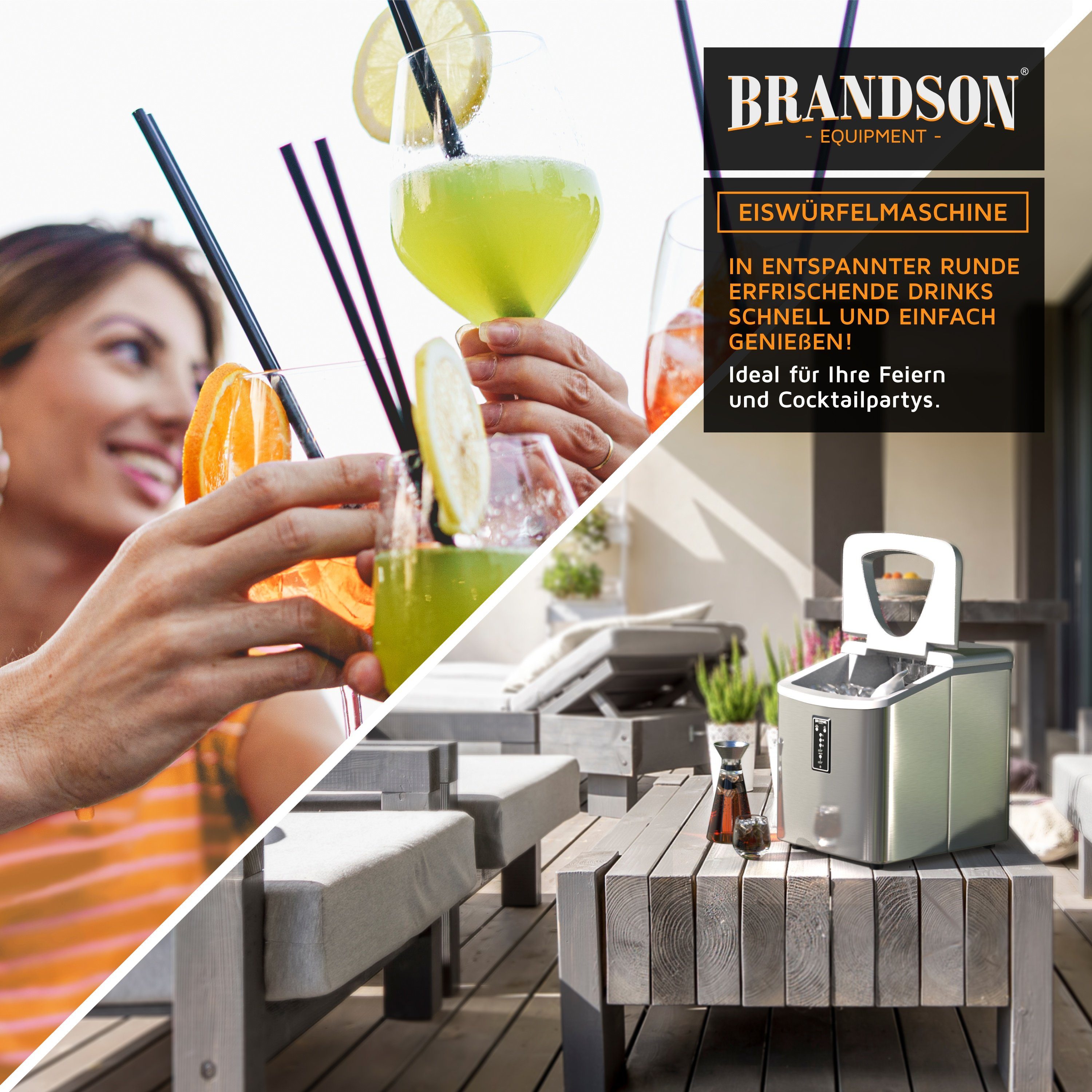Brandson Eiswürfelmaschine, Eiswürfelbereiter 150 W, 3,4 Liter, 9 Eiswürfel in 11 Minuten