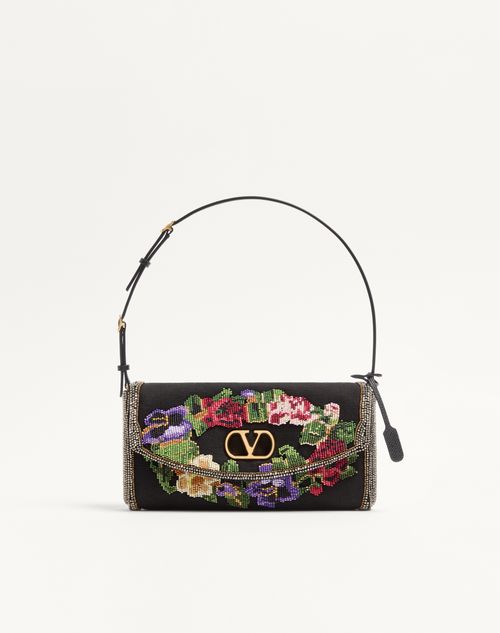 Bolsa de ombro pequena bordada Valentino Garavani Devain