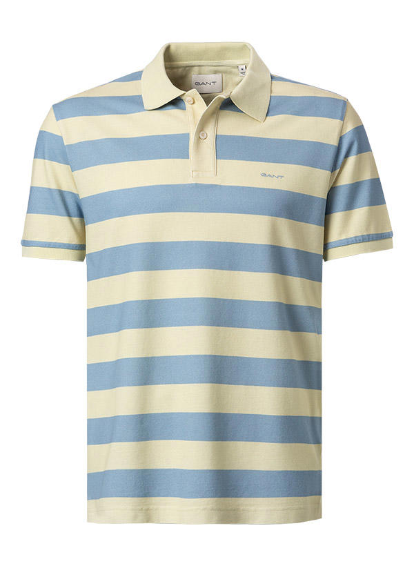 Gant, Polo-Shirt, Baumwoll-Piqué, hellblau-gelb gestreift