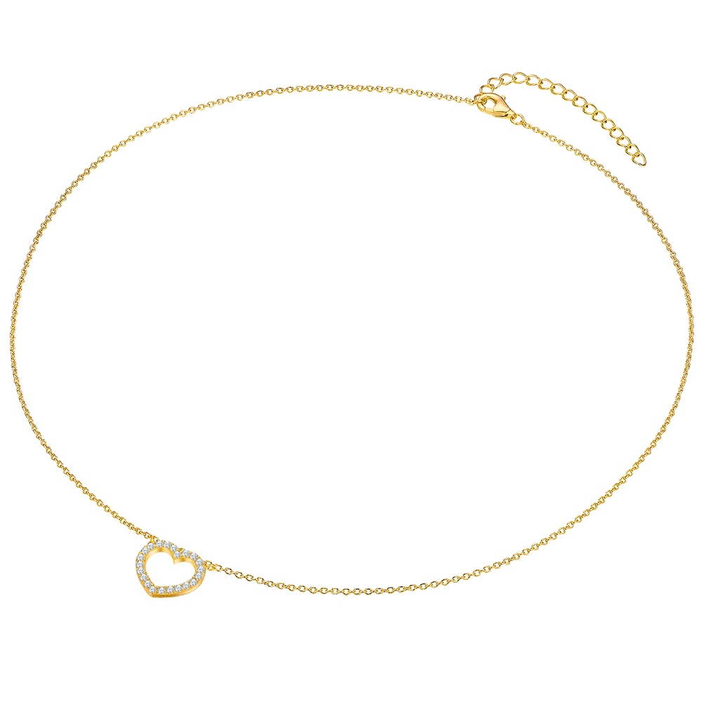 Rafaela Donata Chaîne Coeur Argent sterling Oxyde de zirconium (CZ) en Or jaune collier